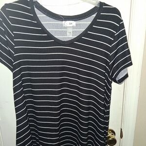 Just Be Black and White Striped Tee